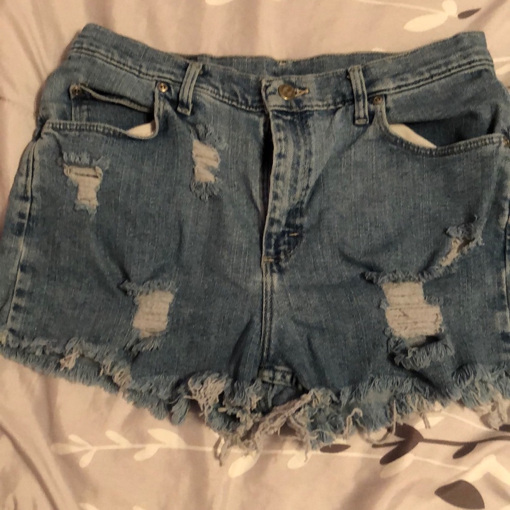 High rise jean shorts- American flag painted